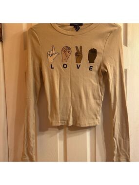 Forever 21 Taupe Ribbed Long Sleeve Top